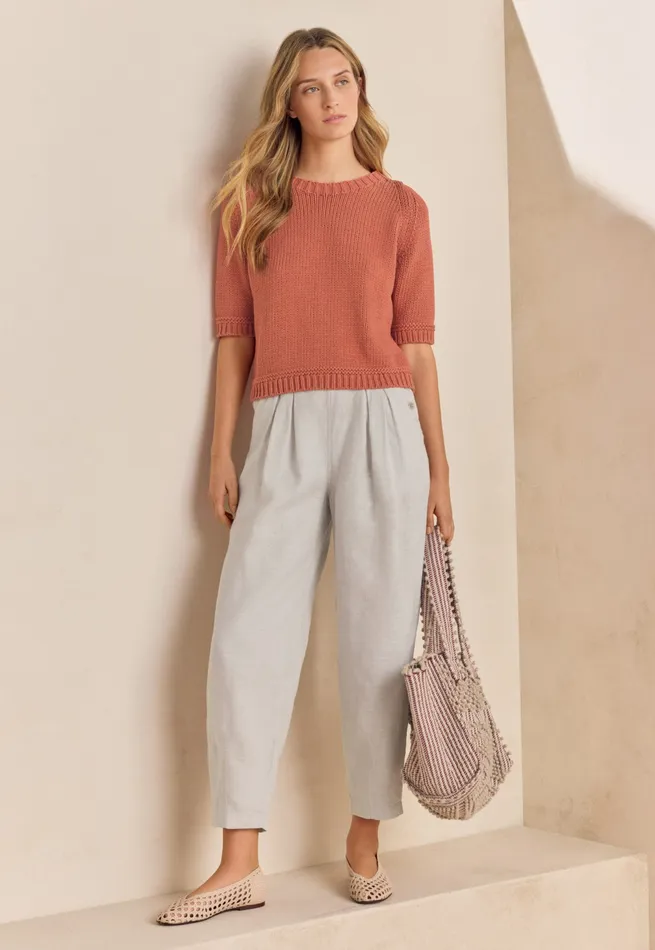 Poetry Fashion Trousers and Shorts Women Cropped Pleated Trousers Ice Grey
