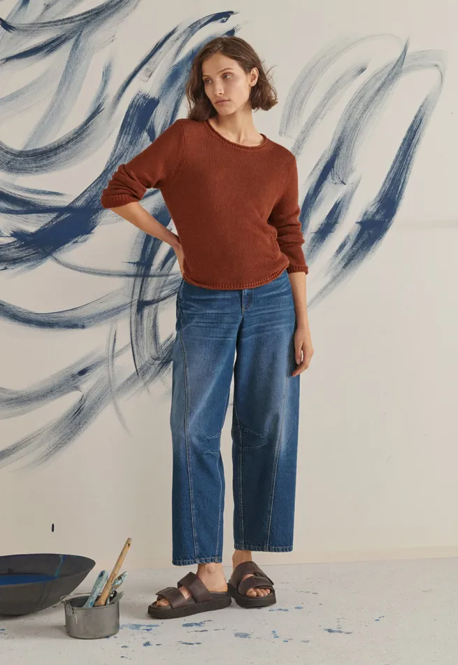 Poetry Fashion Trousers and Shorts Women Curveseam Denim Jeans Mid Blue Wash