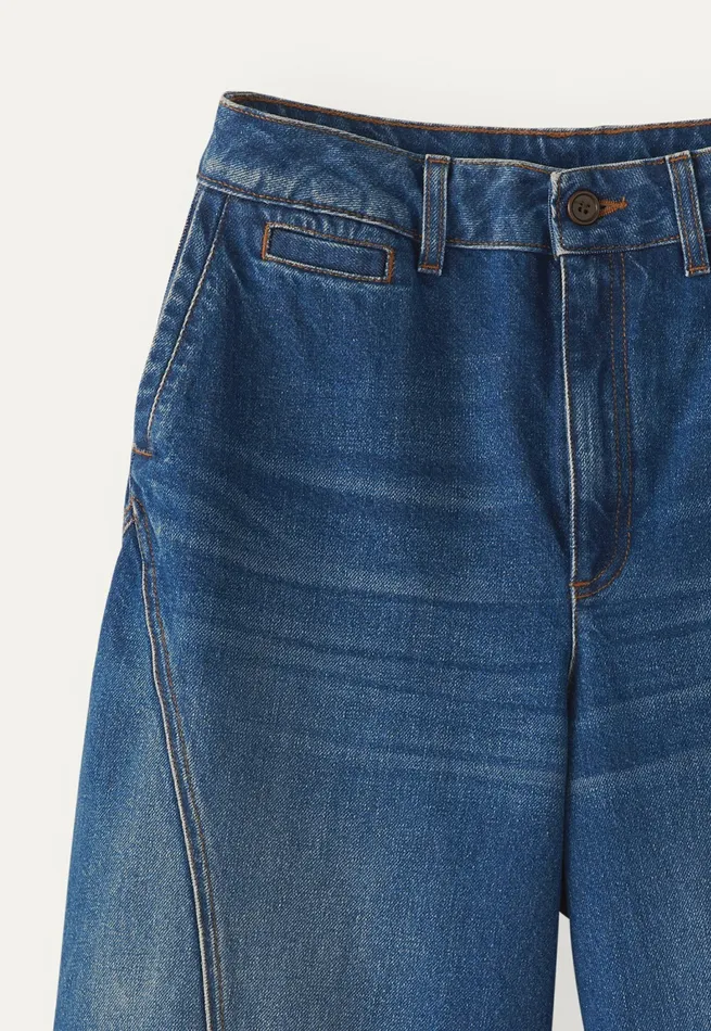 Poetry Fashion Trousers and Shorts Women Curveseam Denim Jeans Mid Blue Wash