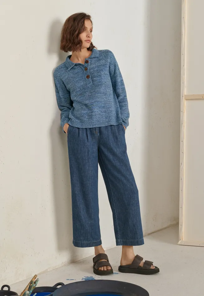 Poetry Fashion Trousers and Shorts Women Indigodyed Cropped Trousers Dark Denim