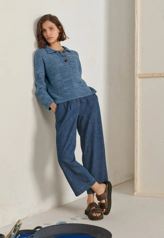 Poetry Fashion Trousers and Shorts Women Indigodyed Cropped Trousers Dark Denim