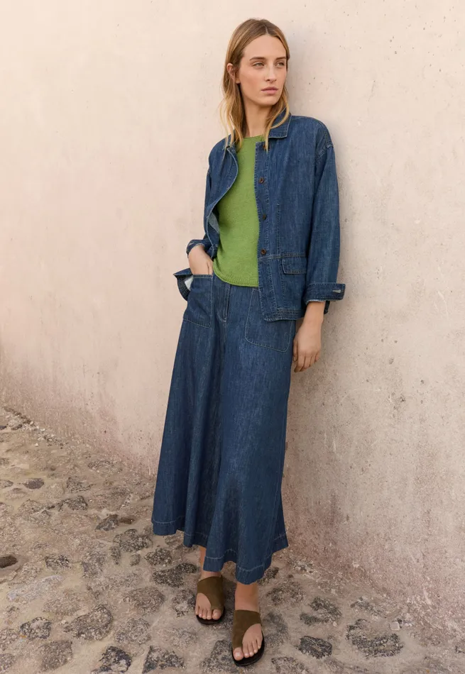 Poetry Fashion Trousers and Shorts Women Indigodyed Culottes Dark Denim