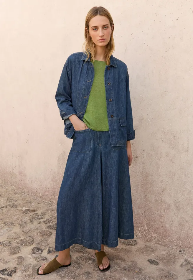 Poetry Fashion Trousers and Shorts Women Indigodyed Culottes Dark Denim