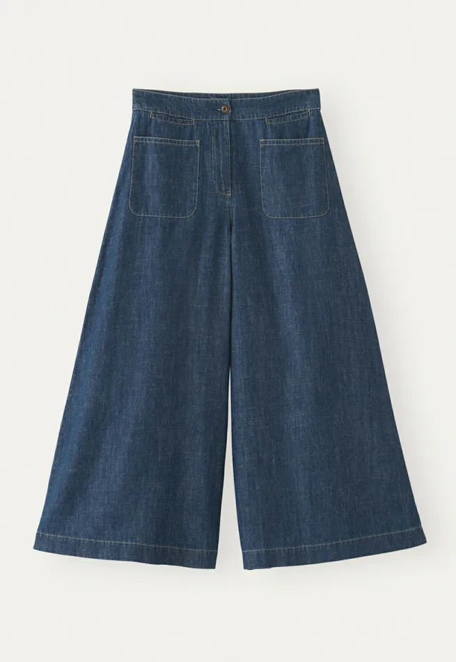 Poetry Fashion Trousers and Shorts Women Indigodyed Culottes Dark Denim