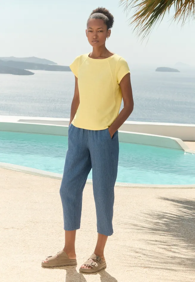 Poetry Fashion Trousers and Shorts Women Striped Pullon Trousers Petrol Blue