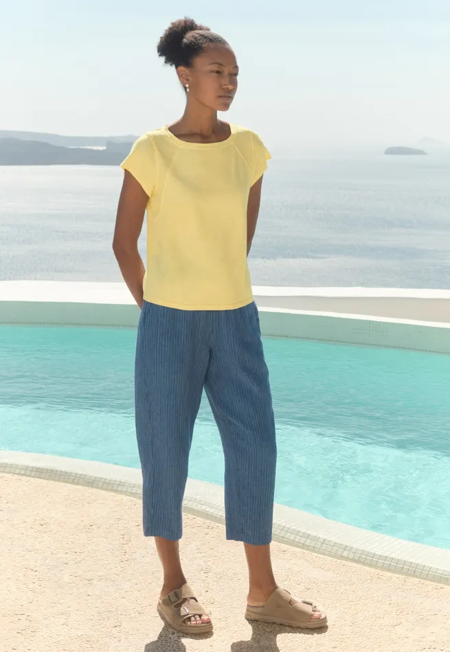 Poetry Fashion Trousers and Shorts Women Striped Pullon Trousers Petrol Blue