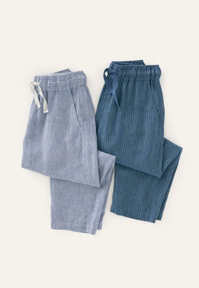 Poetry Fashion Trousers and Shorts Women Striped Pullon Trousers Petrol Blue