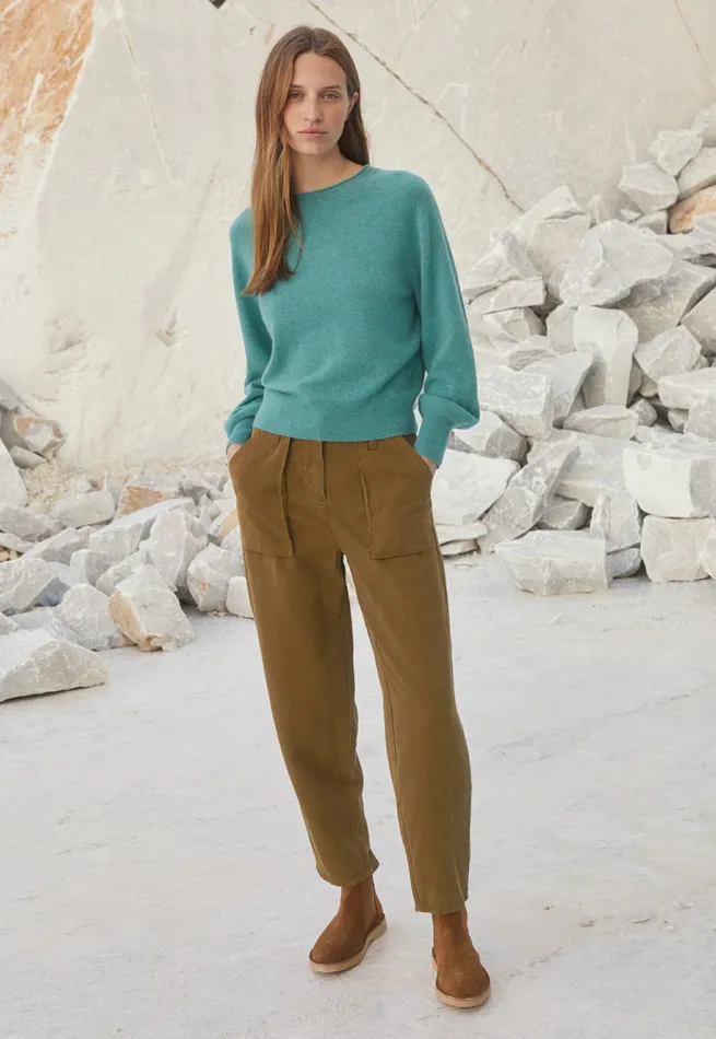 Poetry Fashion Trousers and Shorts Women Tapered Leg Trousers Gold Brown