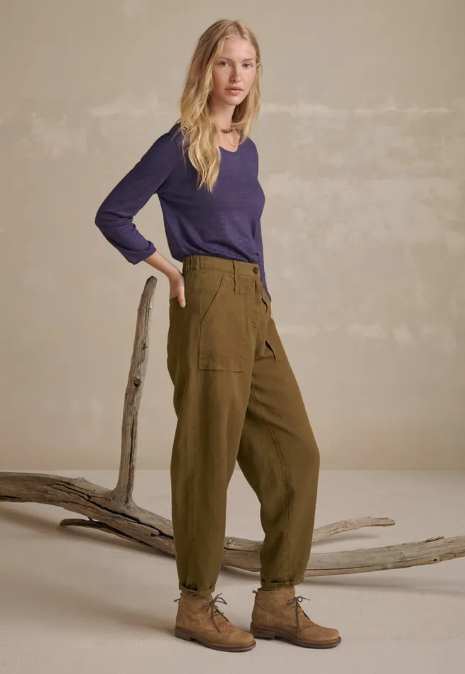 Poetry Fashion Trousers and Shorts Women Tapered Leg Trousers Gold Brown