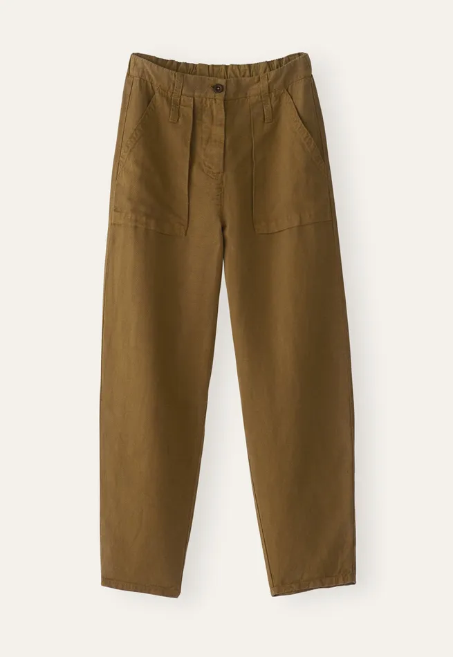 Poetry Fashion Trousers and Shorts Women Tapered Leg Trousers Gold Brown
