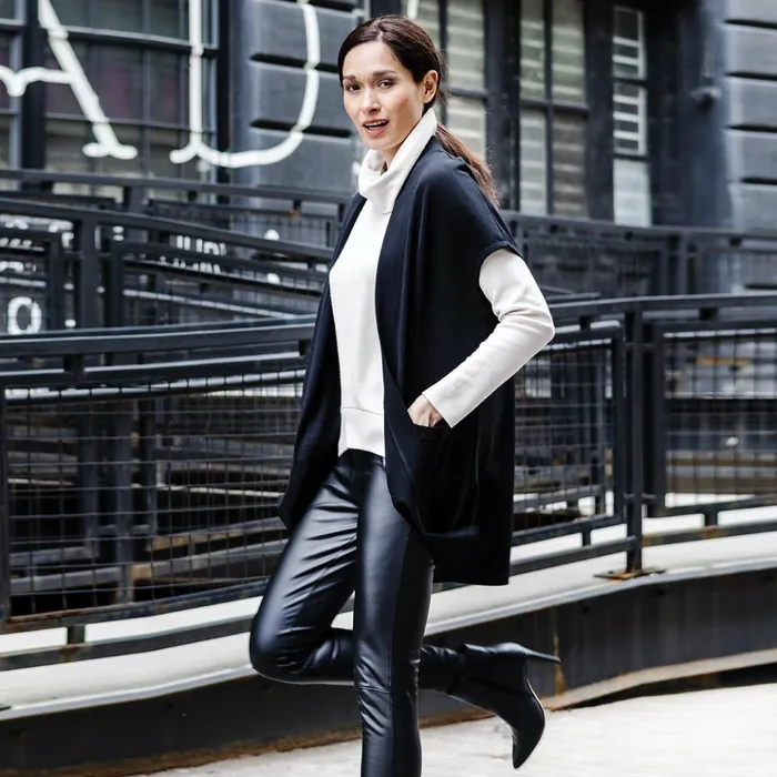 Ponte Knit 8211 Cap Sleeve Pocket Vest 8211 Black Women Clara Sunwoo Jackets Cardigans Ponte Knit 8211 Cap Sleeve Pocket Vest 8211 Black Women Clara Sunwoo Jackets Cardigans