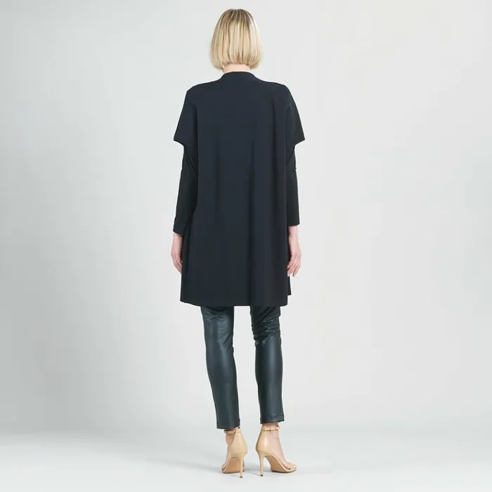 Ponte Knit 8211 Cap Sleeve Pocket Vest 8211 Black Women Clara Sunwoo Jackets Cardigans