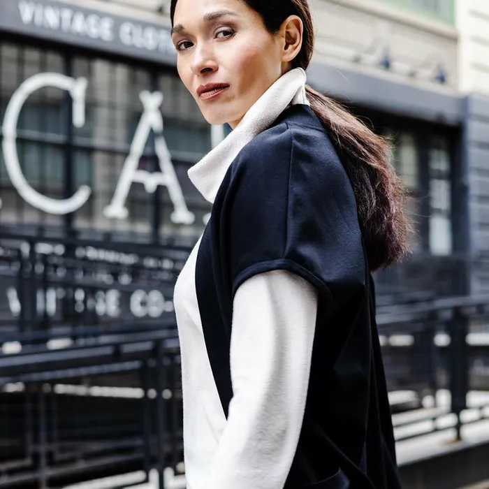 Ponte Knit 8211 Cap Sleeve Pocket Vest 8211 Black Women Clara Sunwoo Jackets Cardigans