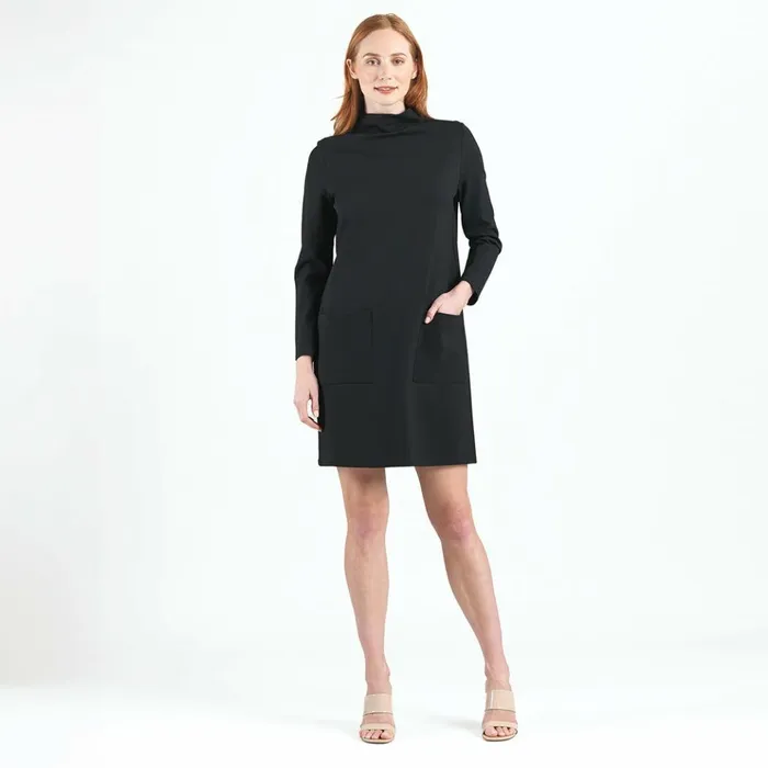 Ponte Knit 8211 Funnel Neck Tunic Sweater Dress 8211 Black 8211 Final Sale Women Clara Sunwoo Dresses Jumpsuits Ponte Knit 8211 Funnel Neck Tunic Sweater Dress 8211 Black 8211 Final Sale Women Clara Sunwoo Dresses Jumpsuits