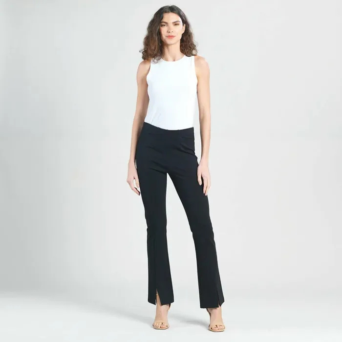 Ponte Knit 8211 Kick Front Slit Pant 8211 Black Women Clara Sunwoo Pants Skirts
