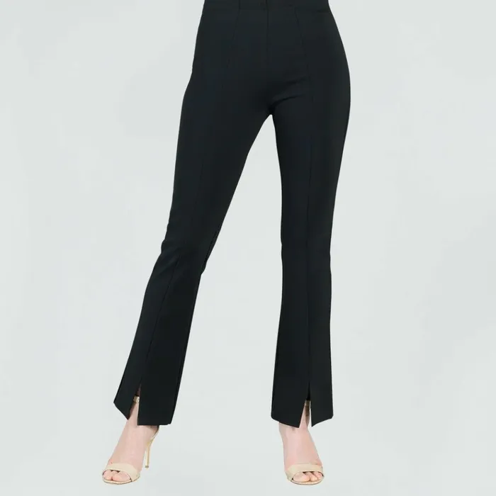 Ponte Knit 8211 Kick Front Slit Pant 8211 Black Women Clara Sunwoo Pants Skirts