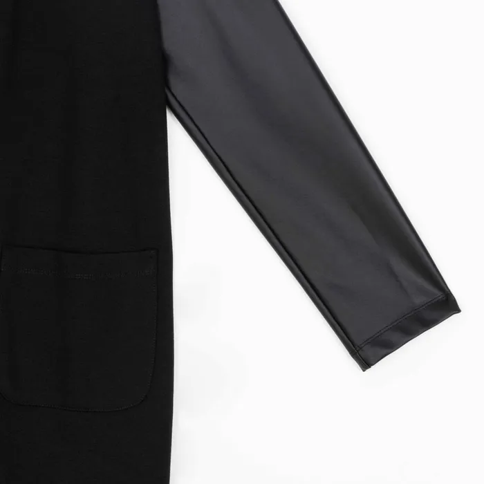 Ponte Knit 8211 Liquid Leather Sleeve Pocket Cardigan Women Clara Sunwoo Jackets Cardigans