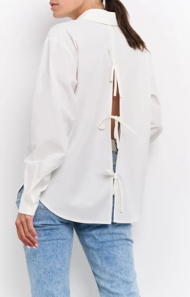 Poplin Blouse With Bow Details On The Back Blanc De Blanc White Women YAYA Blouses Poplin Blouse With Bow Details On The Back Blanc De Blanc White Women YAYA Blouses