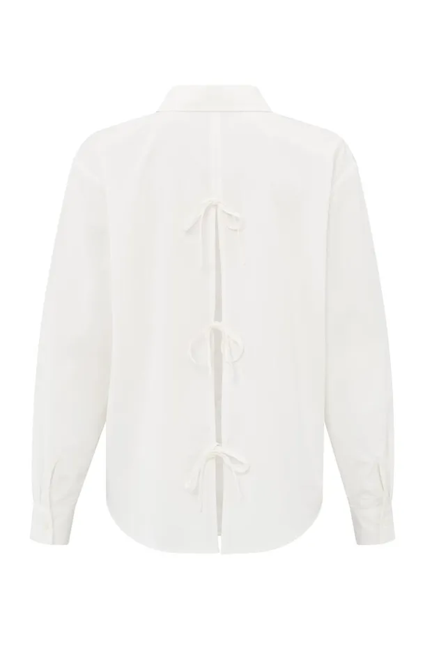 Poplin Blouse With Bow Details On The Back Blanc De Blanc White Women YAYA Blouses Poplin Blouse With Bow Details On The Back Blanc De Blanc White Women YAYA Blouses