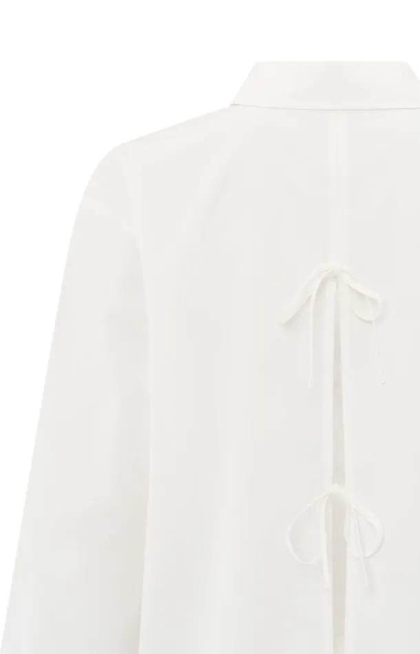 Poplin Blouse With Bow Details On The Back Blanc De Blanc White Women YAYA Blouses Poplin Blouse With Bow Details On The Back Blanc De Blanc White Women YAYA Blouses