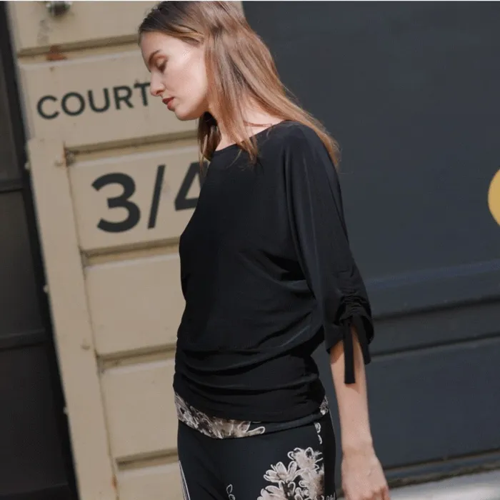 PullTie Cuff Blouson Top 8211 Black Women Clara Sunwoo Tops Tunics