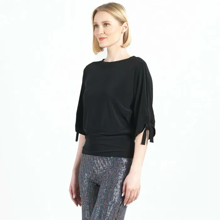 PullTie Cuff Blouson Top 8211 Black Women Clara Sunwoo Tops Tunics
