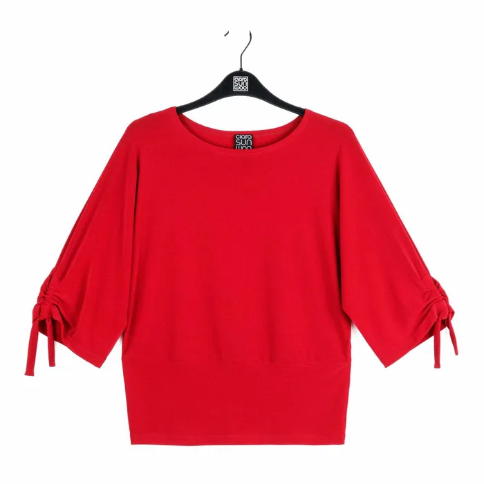 PullTie Cuff Blouson Top 8211 Red Women Clara Sunwoo Tops Tunics
