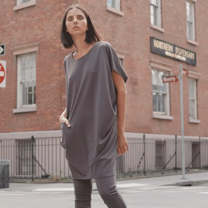 RayonPonte Knit 8211 Architectural Tunic Pocket Dress 8211 Mocha Women Clara Sunwoo Dresses Jumpsuits RayonPonte Knit 8211 Architectural Tunic Pocket Dress 8211 Mocha Women Clara Sunwoo Dresses Jumpsuits