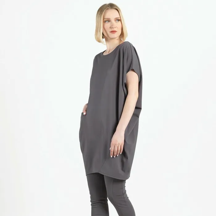 RayonPonte Knit 8211 Architectural Tunic Pocket Dress 8211 Mocha Women Clara Sunwoo Dresses Jumpsuits