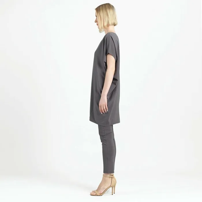 RayonPonte Knit 8211 Architectural Tunic Pocket Dress 8211 Mocha Women Clara Sunwoo Dresses Jumpsuits