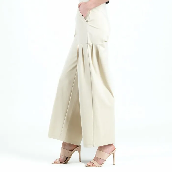 RayonPonte Knit 8211 Pleated Wide Leg Pocket Pant 8211 Khaki Women Clara Sunwoo Pants Skirts