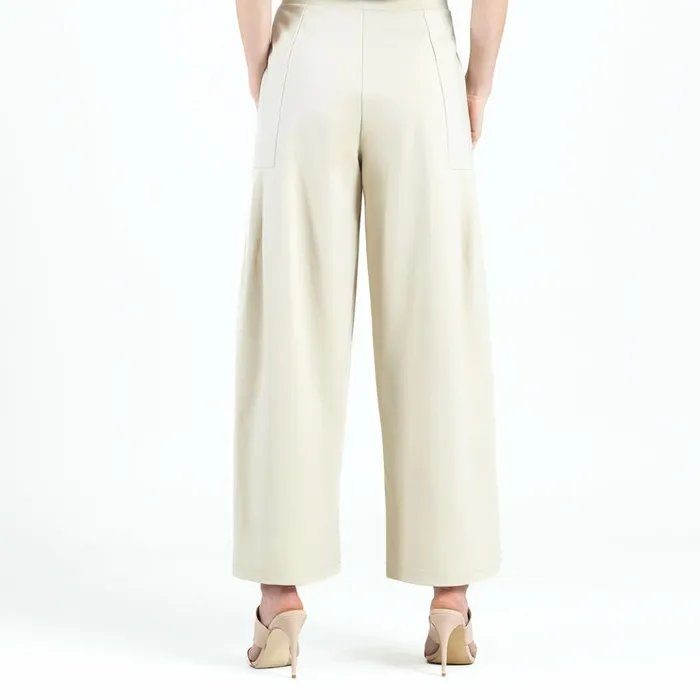 RayonPonte Knit 8211 Pleated Wide Leg Pocket Pant 8211 Khaki Women Clara Sunwoo Pants Skirts