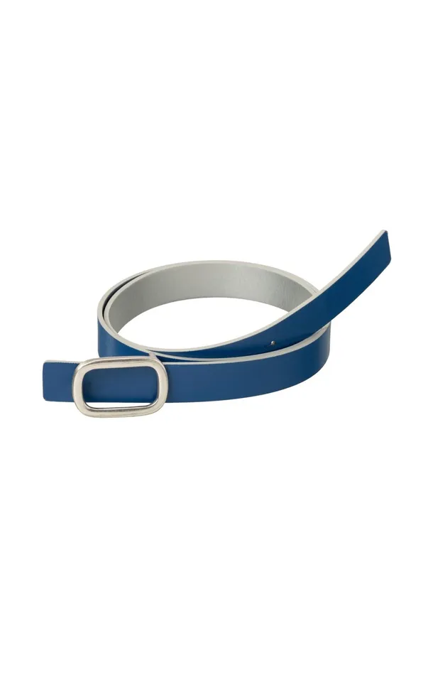 Reversible Belt With Square Buckle And Colored Side Silver Metallic Women YAYA Belts Reversible Belt With Square Buckle And Colored Side Silver Metallic Women YAYA Belts