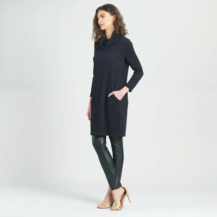 Ribbed 8211 Cowl Turtleneck Tunic Sweater Dress 8211 Black 8211 Final Sale Women Clara Sunwoo Dresses Jumpsuits