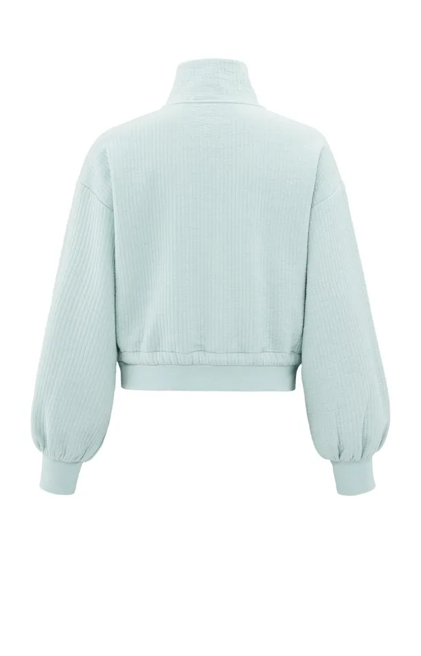 Ribbed Jersey Cardigan With Zipper Closure And Cords Northern Droplet Grey Women YAYA Cardigans Ribbed Jersey Cardigan With Zipper Closure And Cords Northern Droplet Grey Women YAYA Cardigans