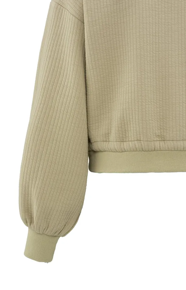 Ribbed Jersey Cardigan With Zipper Closure And Cords Safari Women YAYA Cardigans Ribbed Jersey Cardigan With Zipper Closure And Cords Safari Women YAYA Cardigans