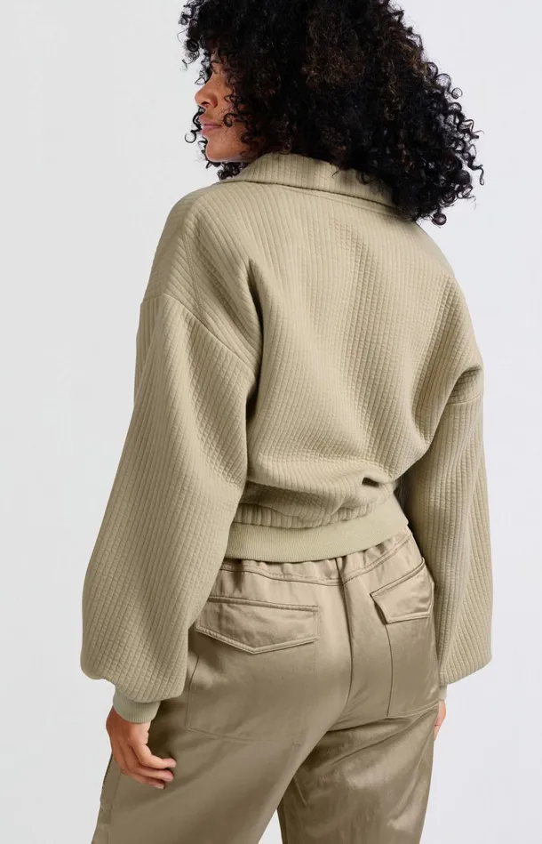 Ribbed Jersey Cardigan With Zipper Closure And Cords Safari Women YAYA Cardigans Ribbed Jersey Cardigan With Zipper Closure And Cords Safari Women YAYA Cardigans