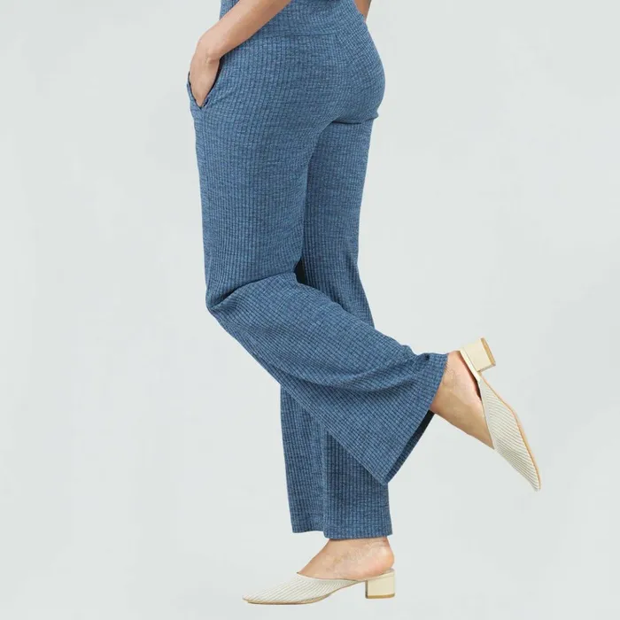 Ribbed Peach Knit 8211 Wide Leg Pocket Pant 8211 Denim 8211 Final Sale Women Clara Sunwoo Pants Skirts