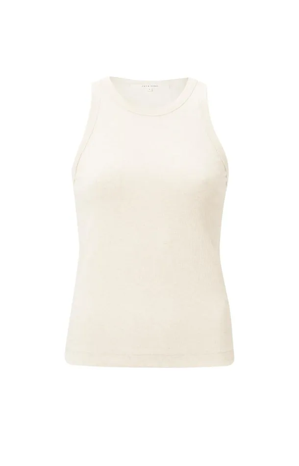 Ribbed Singlet With Fitted Fit Nature Melange Women YAYA Singlets Ribbed Singlet With Fitted Fit Nature Melange Women YAYA Singlets
