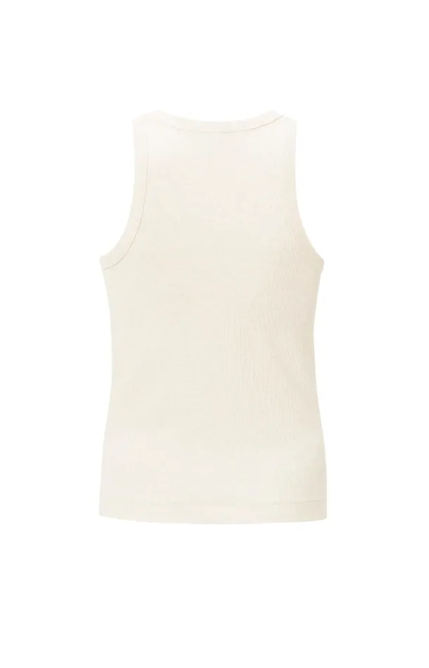 Ribbed Singlet With Fitted Fit Nature Melange Women YAYA Singlets Ribbed Singlet With Fitted Fit Nature Melange Women YAYA Singlets
