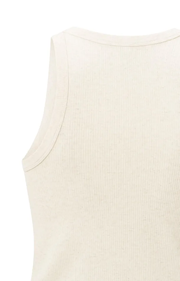 Ribbed Singlet With Fitted Fit Nature Melange Women YAYA Singlets Ribbed Singlet With Fitted Fit Nature Melange Women YAYA Singlets