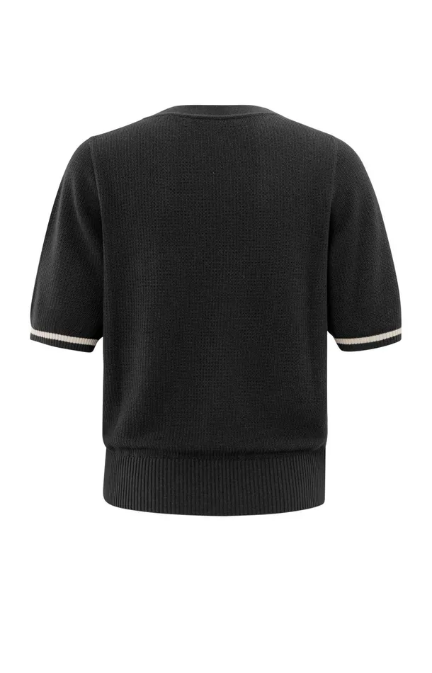Ribbed Sweater With Round Neck And Short Sleeves Phantom Women YAYA Sweaters Ribbed Sweater With Round Neck And Short Sleeves Phantom Women YAYA Sweaters