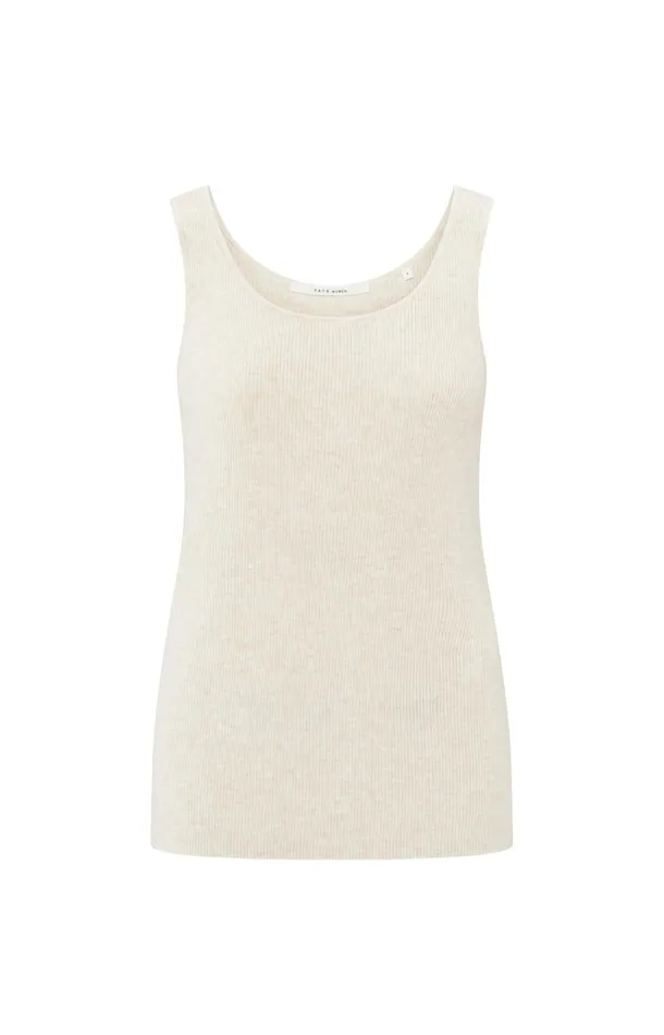 Ribbed Sweater With Tank Top And Loose Fit Nature Melange Women YAYA Sweaters Ribbed Sweater With Tank Top And Loose Fit Nature Melange Women YAYA Sweaters