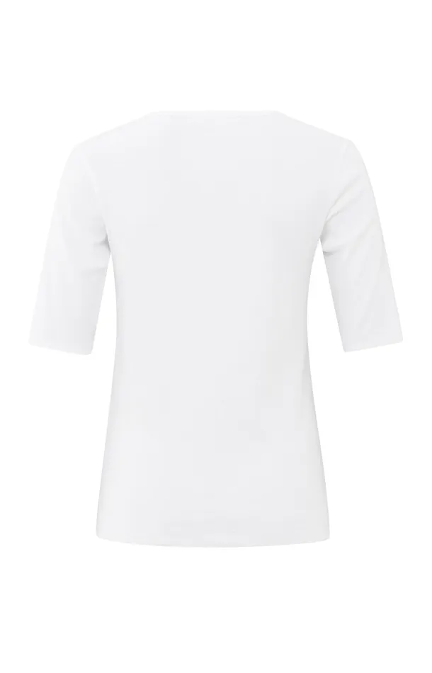 Ribbed Tshirt With Round Neck And Halflength Sleeves Pure White Women YAYA Tshirts Ribbed Tshirt With Round Neck And Halflength Sleeves Pure White Women YAYA Tshirts