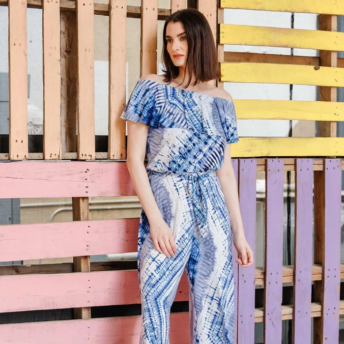 Ruffle Off Shoulder Pocket Jumpsuit 8211 Acid Wash 8211 Final Sale Women Clara Sunwoo Dresses Jumpsuits
