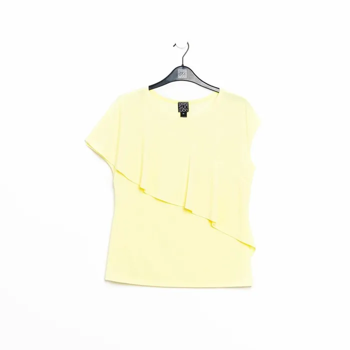 Ruffle Overlay Top 8211 Yellow 8211 Final Sale Women Clara Sunwoo Tops Tunics