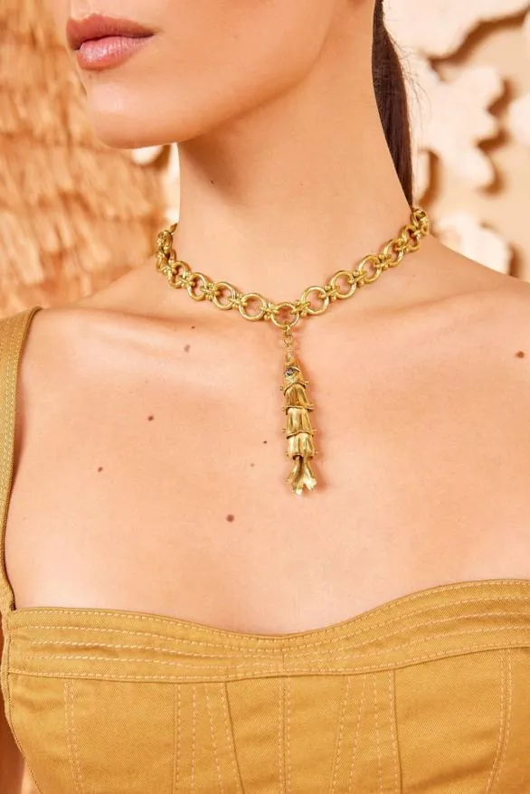 Sana Fish Necklace Brass Women Ulla Johnson Jewelry