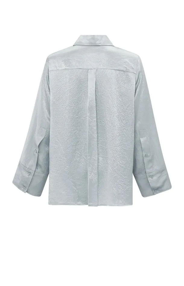 Satin Blouse With Long Sleeves And Loose Fit Light Metal Grey Women YAYA Blouses Satin Blouse With Long Sleeves And Loose Fit Light Metal Grey Women YAYA Blouses