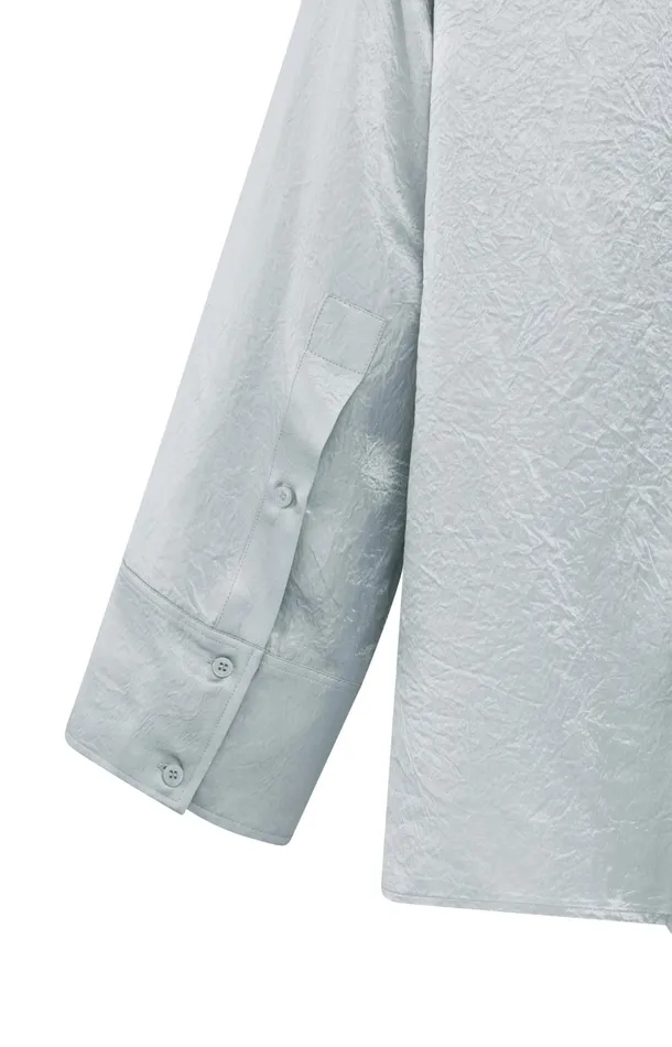 Satin Blouse With Long Sleeves And Loose Fit Light Metal Grey Women YAYA Blouses Satin Blouse With Long Sleeves And Loose Fit Light Metal Grey Women YAYA Blouses