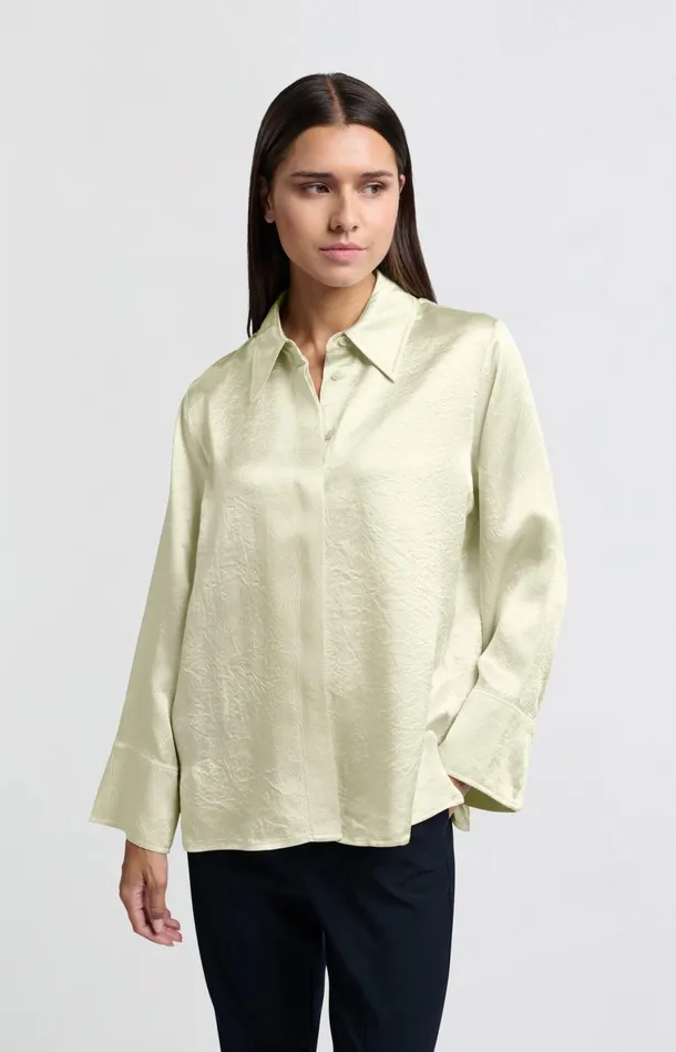 Satin Blouse With Long Sleeves And Loose Fit Pearl Women YAYA Blouses